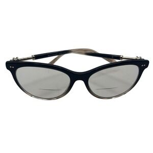 Bvlgari Women Black Gradient Cat Eye Eyeglasses Made in Italy Silver Hardware